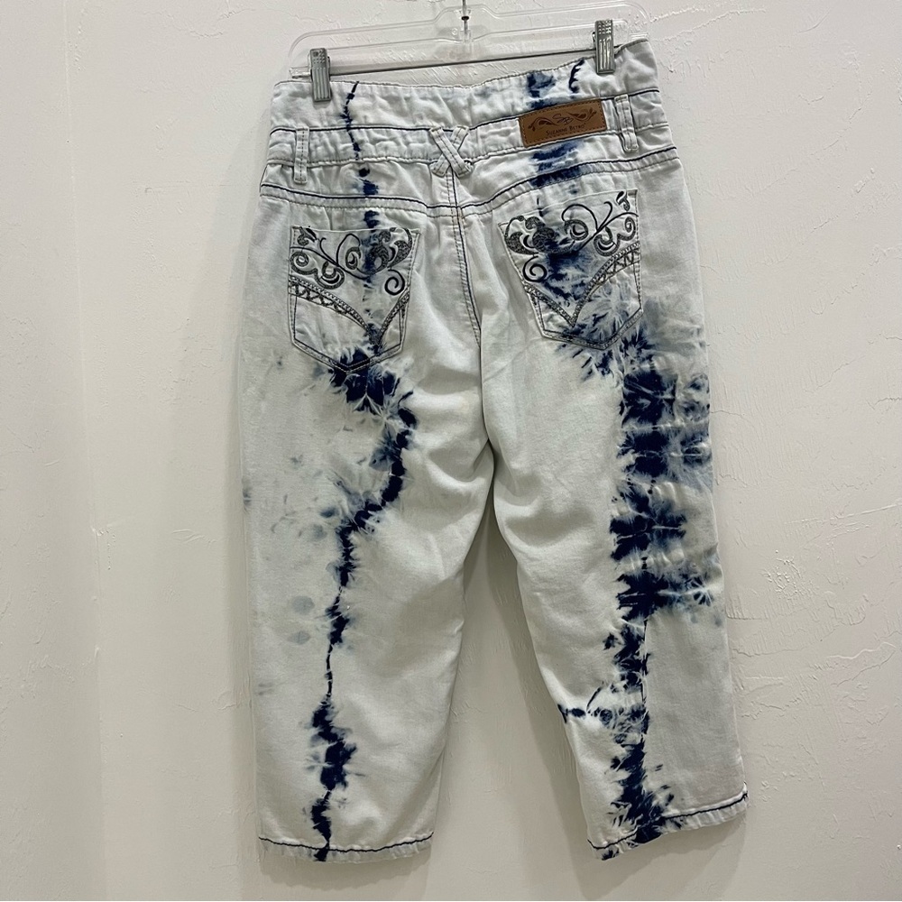 Suzanne Betro  Denim Women Jeans Dye Acid Wash Blue Size 8 Tie-Dye Cropped Jeans